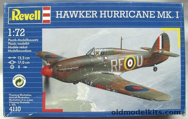 Revell 1/72 Hawker Hurricane Mk. I - No. 1 Squadron RAF Wittering / 303 Squadron Czech, 4110 plastic model kit